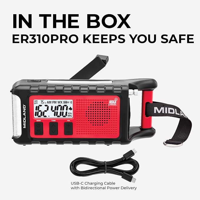 Midland - ER310PRO, Portable Emergency Bluetooth Weather AM/FM Radio - Image 6