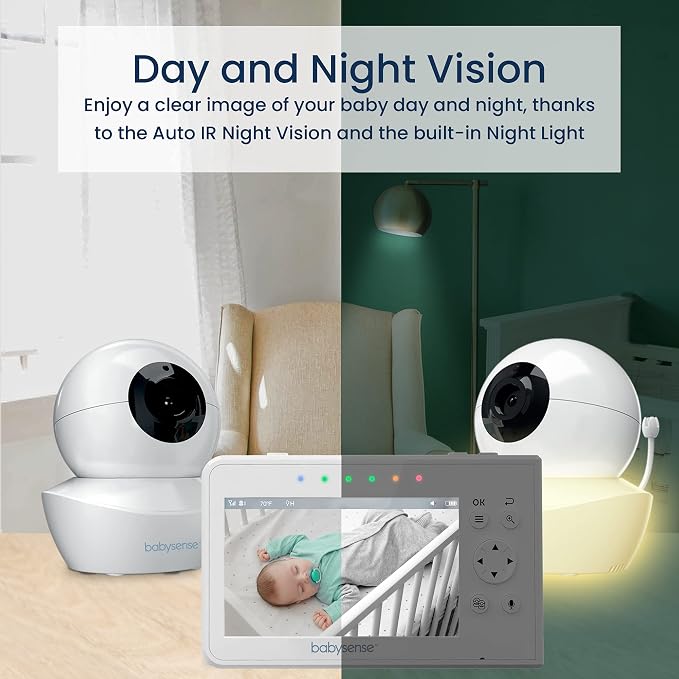Babysense Baby Monitor with 2 Cameras and Audio 4.3", Non Wifi Baby Monitor - Image 3
