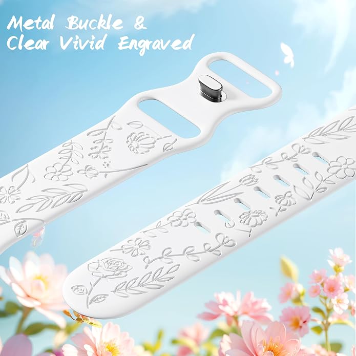 SNBLK 6 Pack Floral Engraved Bands Compatible - Image 3