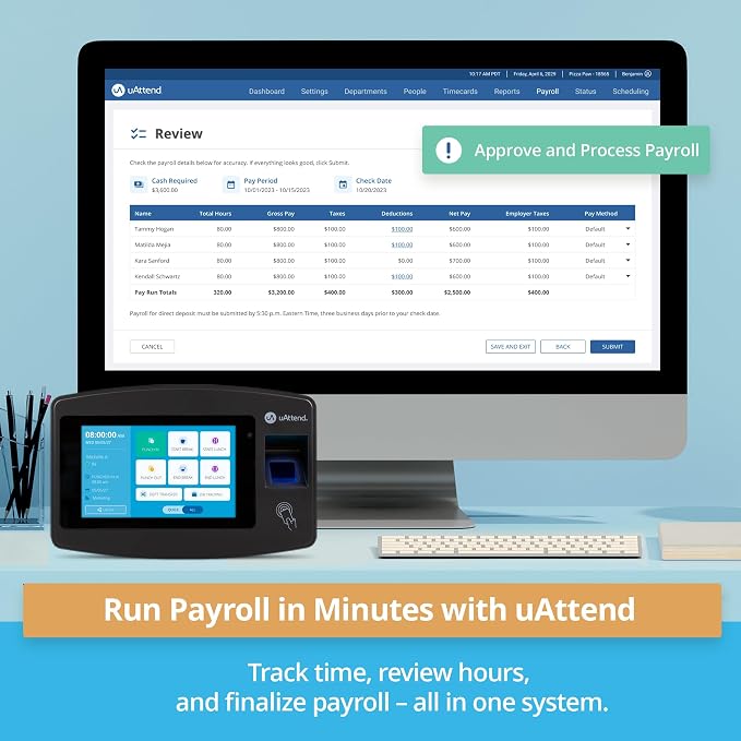 uAttend JP2000 Payroll Time Clock – Cloud Payroll Engine - Image 4