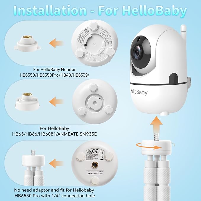 Tripod Baby Monitor Mount for HelloBaby HB6550/ HB6560/ HB65/ HB6351/ HB40/ - Image 2