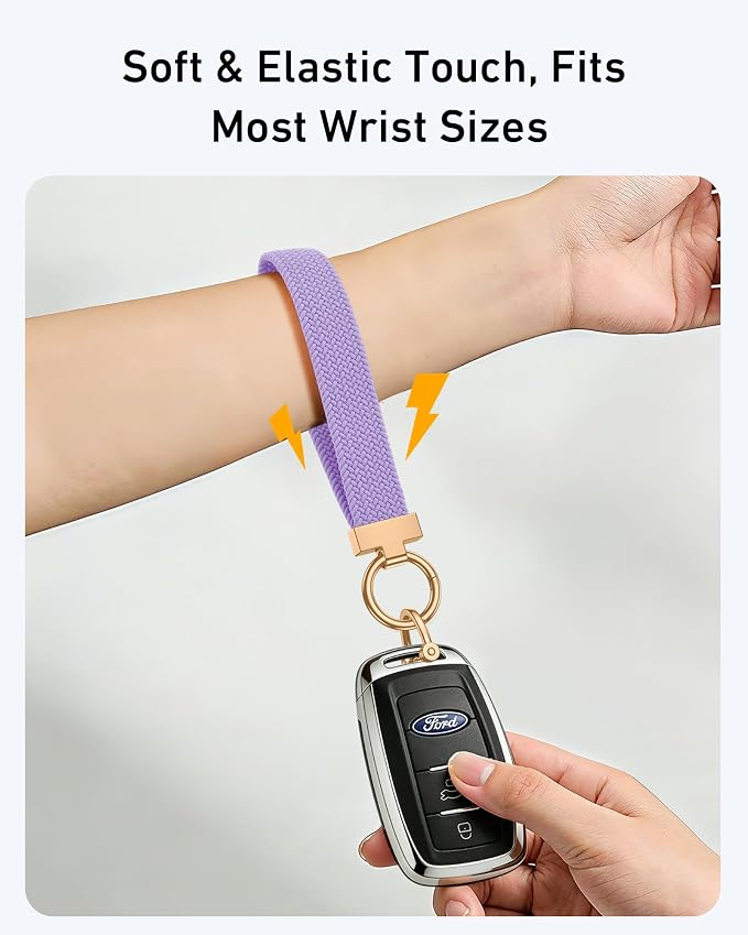 Stretchy Braided Wristlet D-Ring Detachable - Image 3