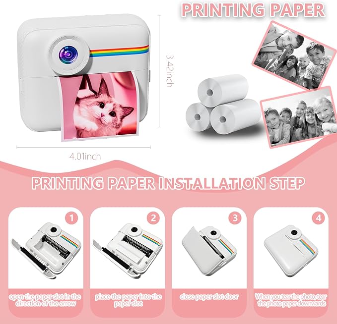 Kids Camera Instant Print with Color Printing Paper and Protective Case 32GB - Image 6