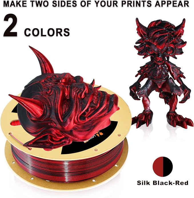 LOVOON PLA 3D Printer Filament Silk Bundle 2KG, PLA Filament 1.75mm Shiny Dual - Image 5