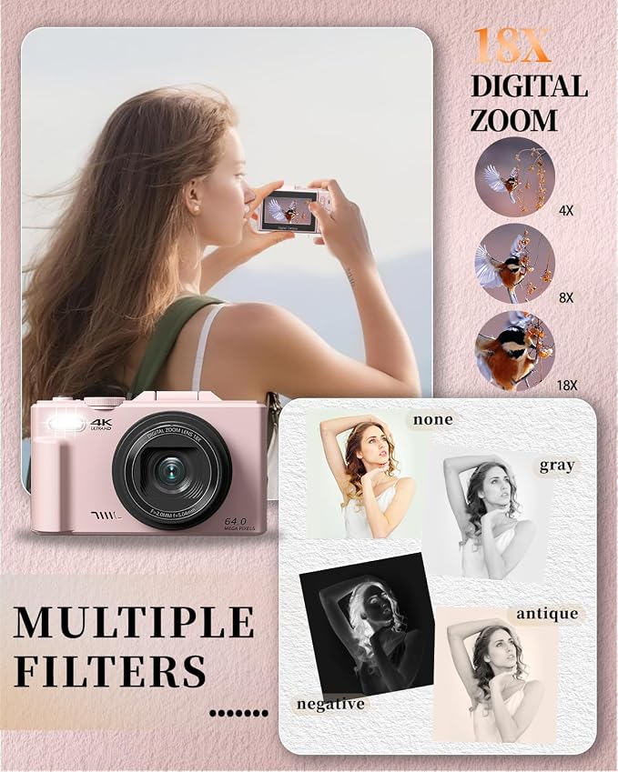 4K Digital Camera for Beginners & Teens, Compact Vlogging Camera - Image 6