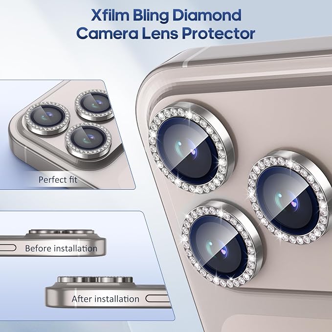 for iPhone 17 Pro / 17 Pro Max Camera Lens Protector Bling, Individual Diamond - Image 5