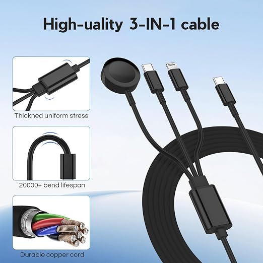 Upgraded Apple Watch Charger, 3 in 1 Multi Charging Cable 6FT, Magnetic Fast - Image 4
