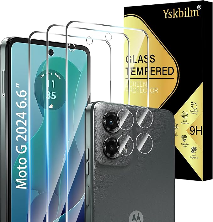 Designed for Motorola Moto G 5G 2024 Tempered Glass Screen Protector + Camera by Unknown