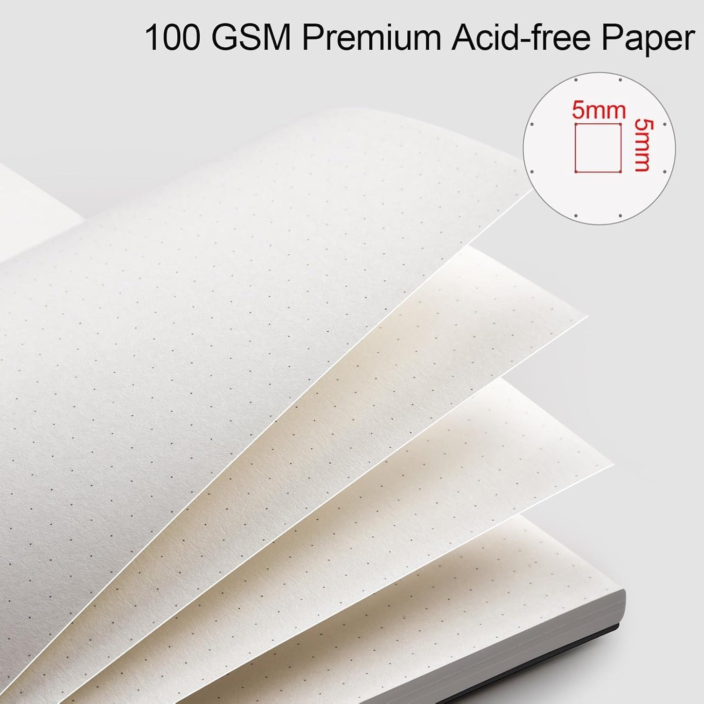 AHGXG Bullet Dotted Journal - Dot Grid Spiral Notebook A5, 160 Pages, 100 GSM Thick Paper, Waterproof Plastic Cover Journals for Bullet Journaling, Sketching, 5.7" x 8.3", Black
