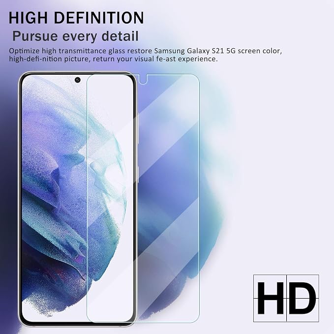 Galaxy S21 HD Clear Tempered Glass Screen Protector + Camera Lens Protectors - Image 6