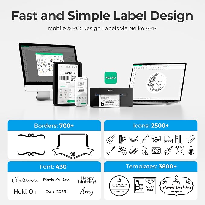 Nelko Bluetooth Thermal Shipping Label Printer, 4x6 Shipping Label Printer - Image 9