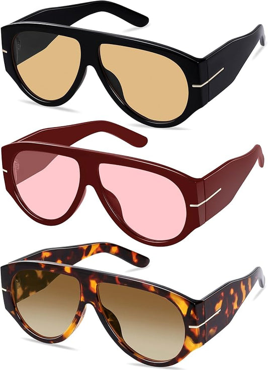 Oversized Retro Aviator Sunglasses by ymrfw