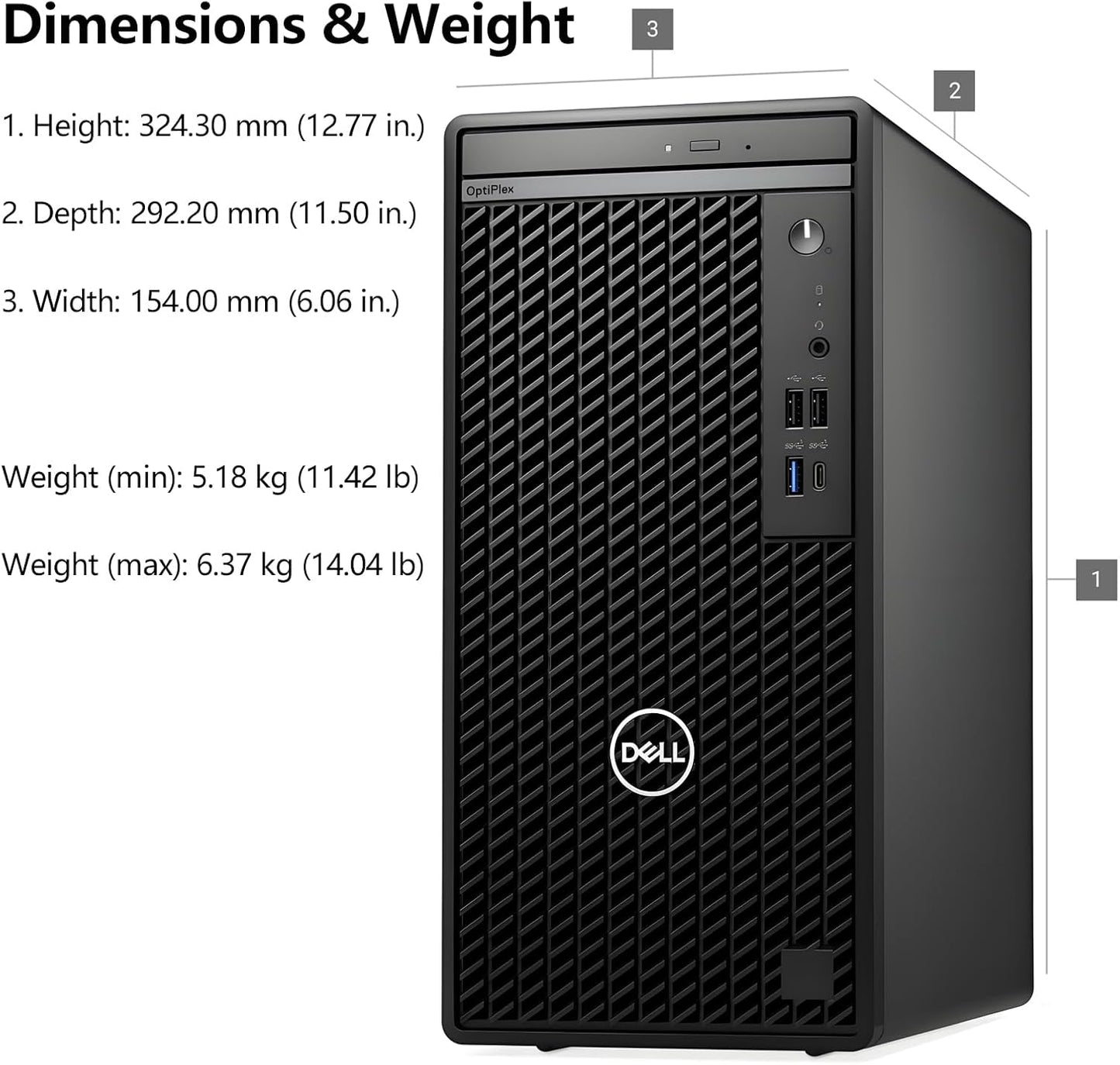 Dell OptiPlex Desktop Computer, 7020 Tower Dekstop PC, 12th Gen Intel 4-Core Processor (Beats Core i7-9700), 16GB DDR5 RAM, 1TB PCIe SSD, DVDRW, WiFi Adapter, RJ-45, Keyboard & Mouse, Windows 11 Pro