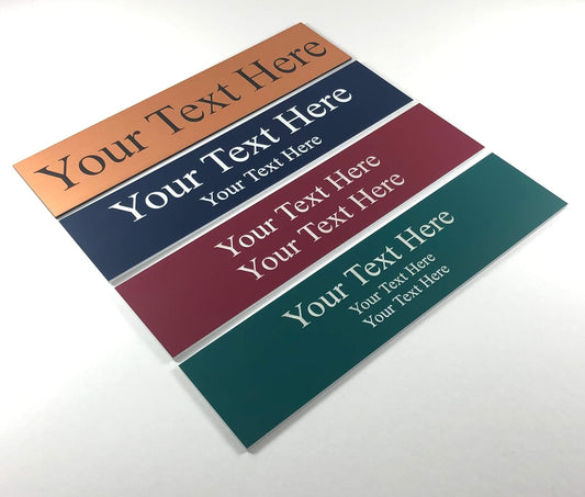 Office Desk Name Plate or Wall/Door Sign - 2x8 or 2x10 - Laser Engraved Sign - CUSTOMIZE. Holder available. Available in 21 colors and 17 fonts. Great gift idea - 10 Tags