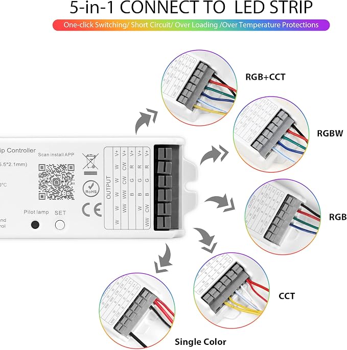 LM052 ZigBee 3.0 LED Strip Controller RGB CCT RGBW 5in1 Dimmable Compatible - Image 2