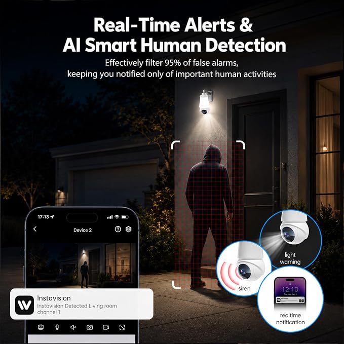 Light Bulb Security Camera, Smart AI Cam 2K HD Outdoor Lightbulb Camera - Image 5