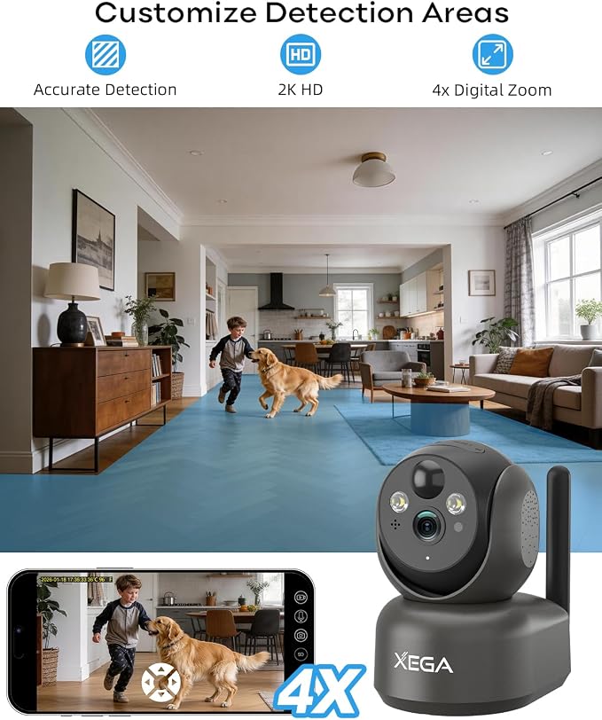 Xega 4G Cellular Security Camera Indoor Wireless, 2K PTZ No WiFi Camera - Image 8