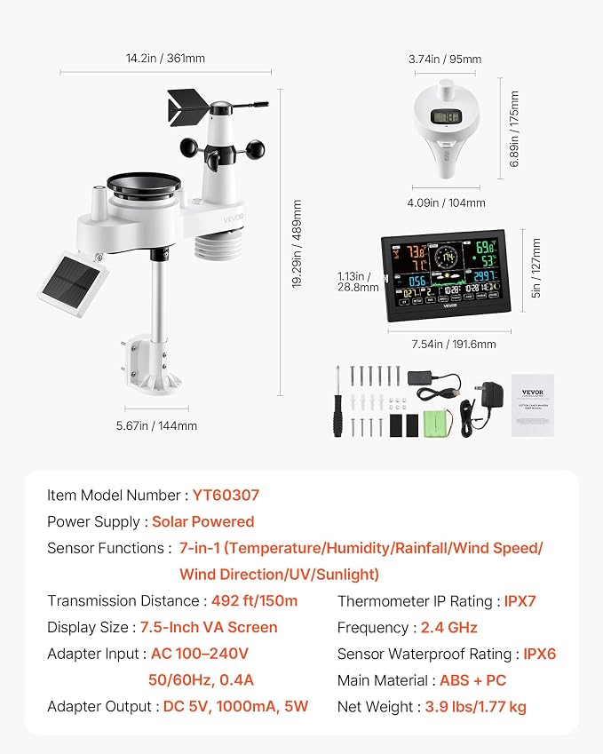 VEVOR 7-in-1 Wi-Fi Weather Station - Image 6