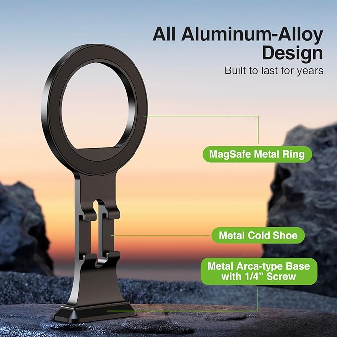 elitehood Aluminum Magsafe Tripod Phone Mount, Compact Phone Holder - Image 3