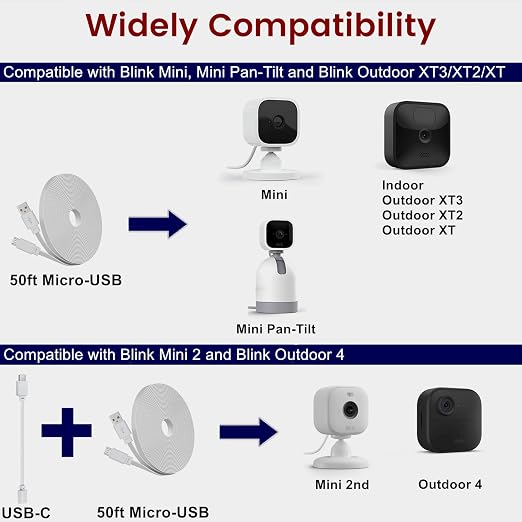 50ft Power Extension Cable Compatible - 15m Long Flat Micro USB Charging Cord - Image 2