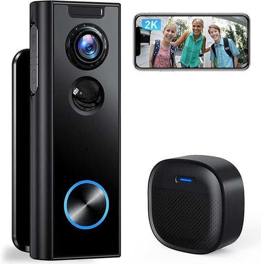 XTU Doorbell Camera Wireless No Subscription, 2K Video Doorbell by XTUCAMERA