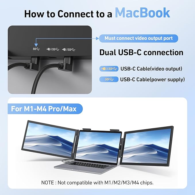 Laptop Screen Extender, 14’’ FHD 1080P Triple Portable Monitor - Image 5