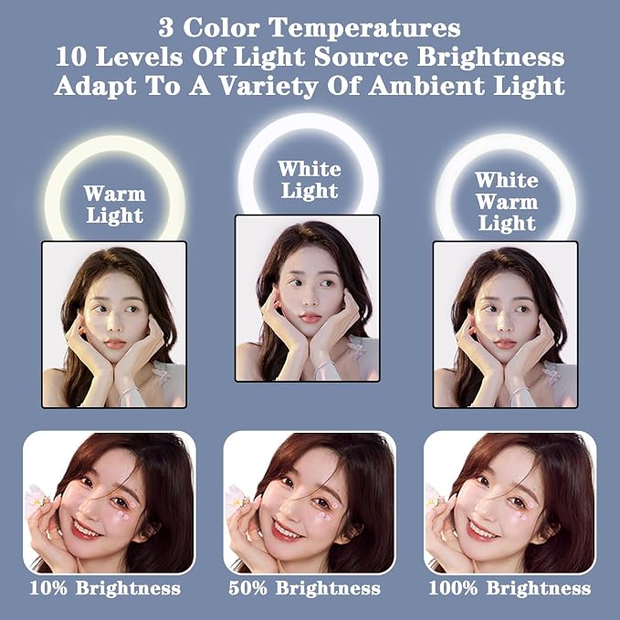 Selfie Ring Light with 3 Light Modes and 10 Brightness Levels USB Powered Mini - Image 4