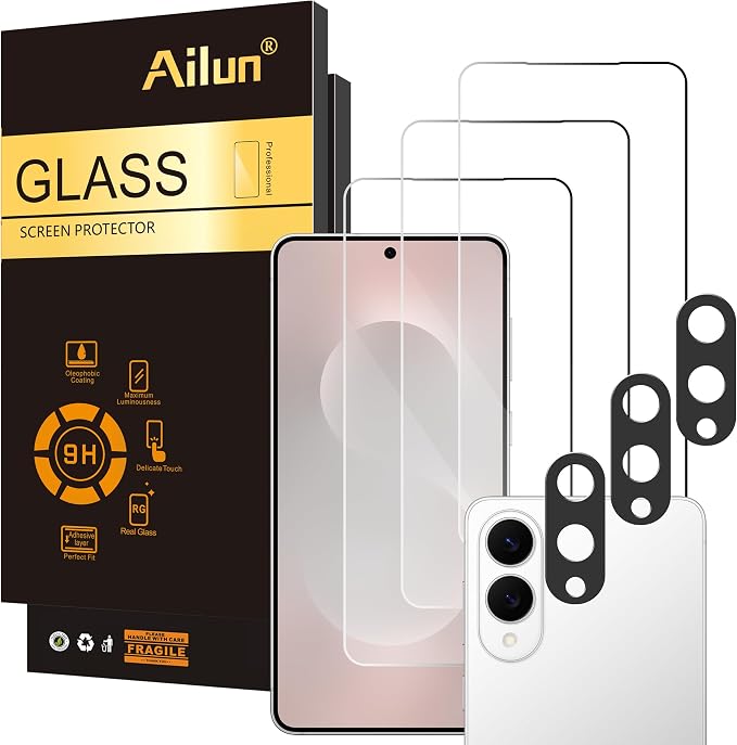 Ailun Glass Screen Protector for Galaxy S25 Edge 3 Pack + 3 Pack Camera Lens by Ailun
