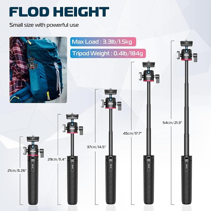 ULANZI MT-73 Extension Pole Tripod, Mini Selfie Stick Tripod Stand Handle Grip - Image 3