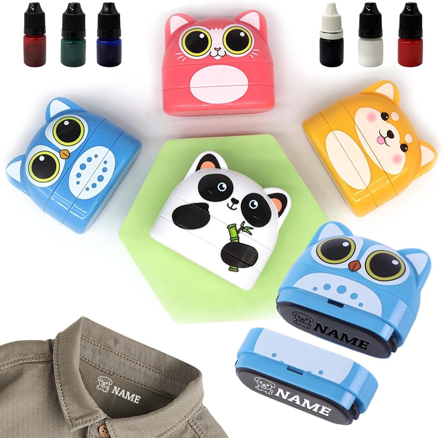 Personalized Name Stamp for Clothing Kids Waterproof Childrens Name Stamp for Clothes Stamp for Children (Two Color)