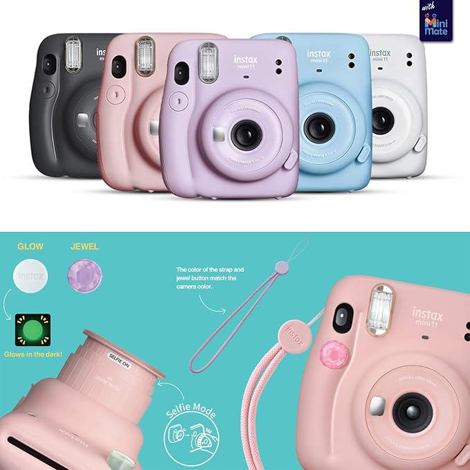 Fujifilm Instax Mini 11 Instant Camera Sky Blue + Minimate Custom Case + Fuji - Image 2