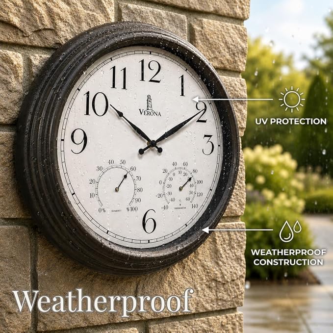 18 inch Outdoor Clocks for Patio Large Waterproof - Image 3