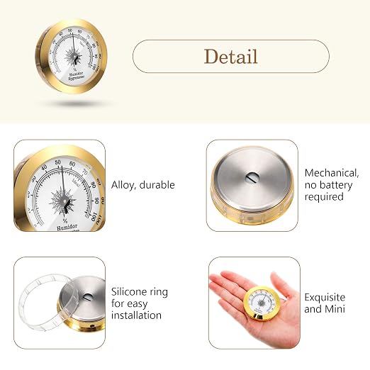 Frienda 2 Pcs Hydrometer 2 Inch Humidity Meter Cigar Humidor Hygrometers Round - Image 4