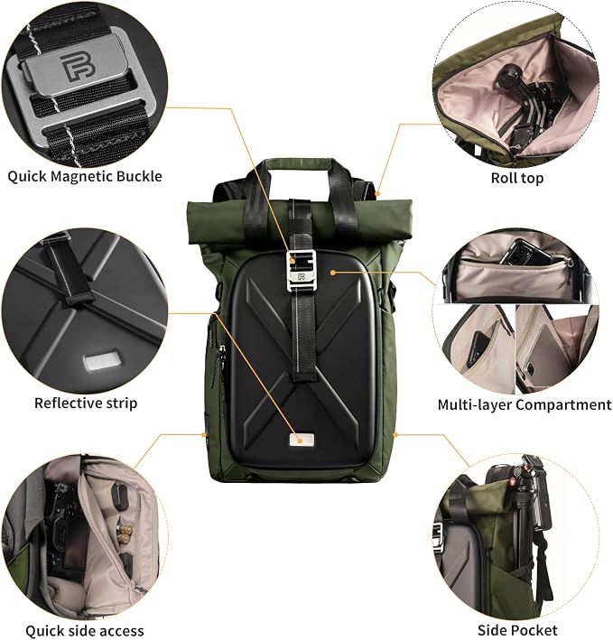 Besnfoto Hardshell Camera Backpack, DSLR SLR Mirrorless Camera Bag Waterproof - Image 2