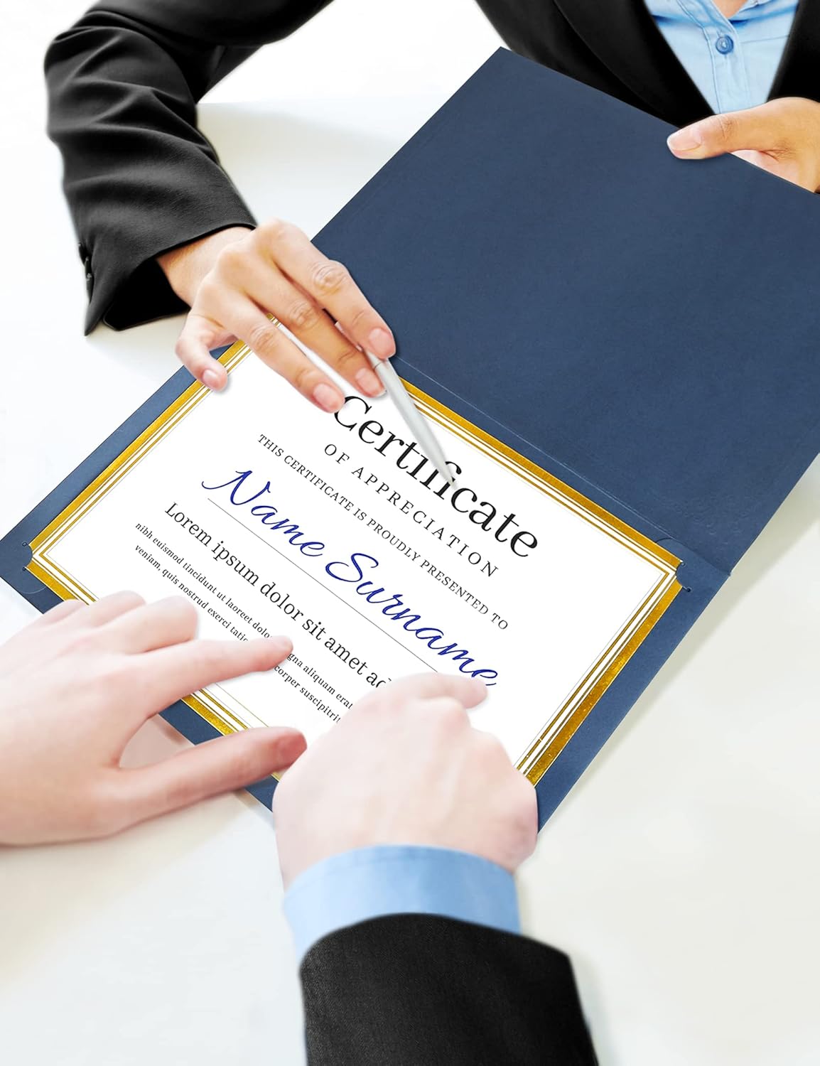 GNL 50 Packs Blue Certificate Holders - Diploma Holders, Certificate Covers with Gold Foil Border, for Letter Size 8.5 x 11 Award Certificate Paper and Documents