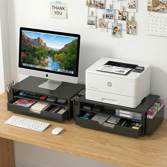 ECOLOVI Desk Organizer and Accessories, 2-Tier Computer Monitor Stand Rise - Image 5