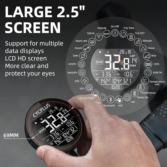 ROCKBROS Bike Computer Wireless GPS Accurate Bike Speedometer - Image 2