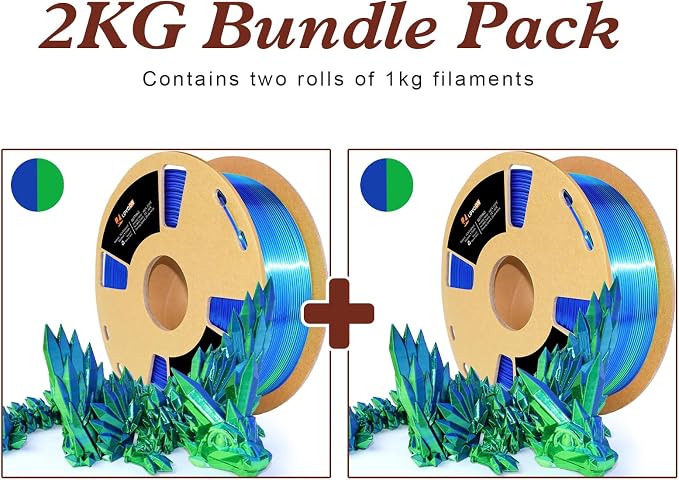 LOVOON Silk PLA 3D Printer Filament Bundle 2 KG, PLA Filament 1.75mm, Shiny - Image 3