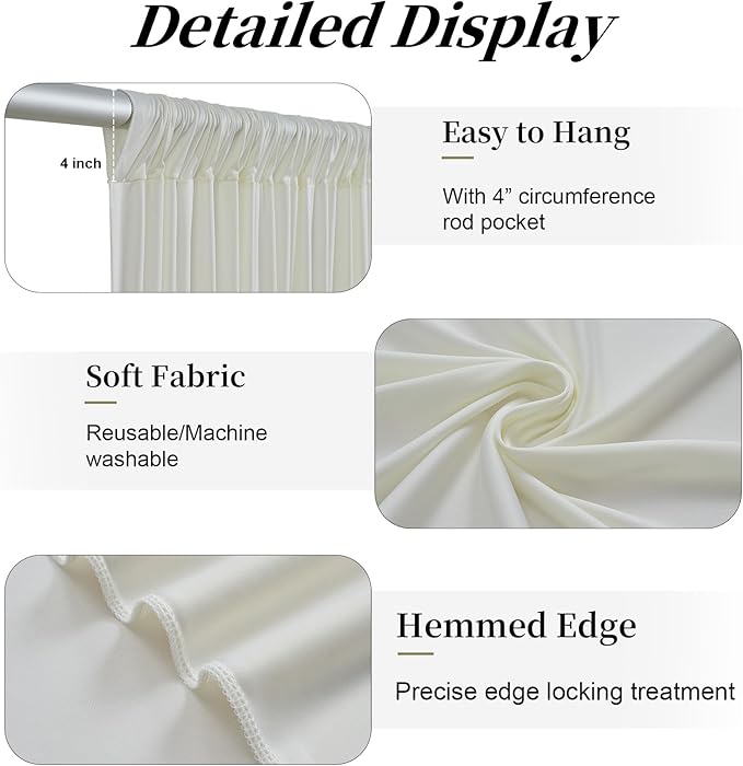 10ft x 15ft Ivory Backdrop Curtains - Image 5
