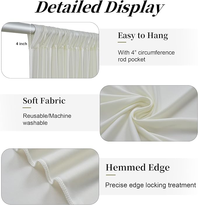 20ft x 15ft Ivory Backdrop Curtains - Image 4