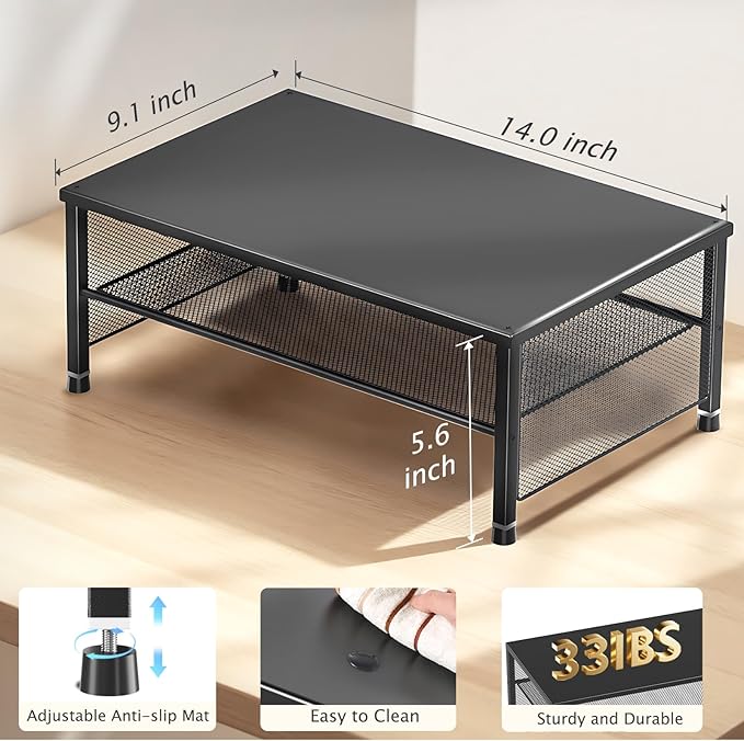 ECOLOVI 2-Tier Computer Monitor Stand Riser, Desk Organizer - Image 7