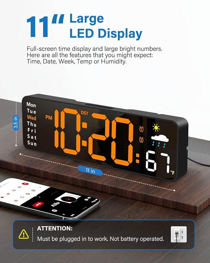 Digital Wall Clock, Digital Clock Large Display - Image 2