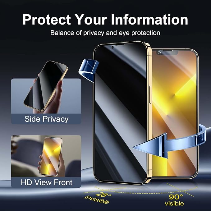 NEW'C 3x Privacy for iPhone 13 Pro Max Screen Protector+ 3x Camera Lens - Image 3