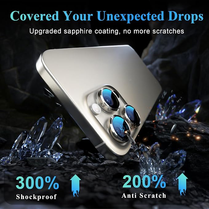 YWXTW Camera Lens Protector for iPhone 16 Pro/iPhone 16 Pro Max, Tempered Glass - Image 3