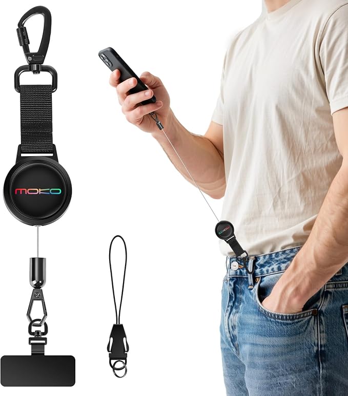 MoKo Anti-theft Phone Tether, Phone Lanyard Retractable Steel Line Cellphone by MoKo