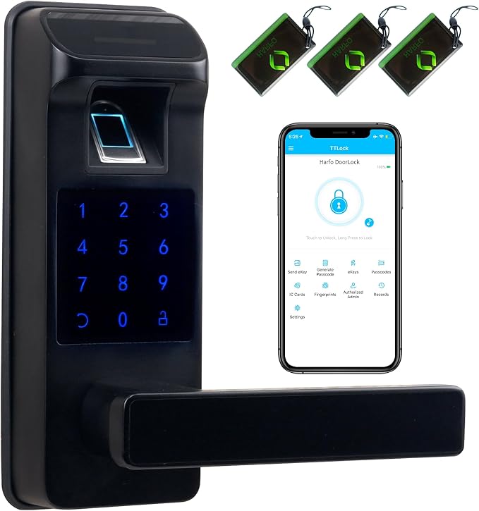 Smart Door Lock, Heavy Duty 5 in 1 Keyless Entry Door Lock, Full App Control by HARFO