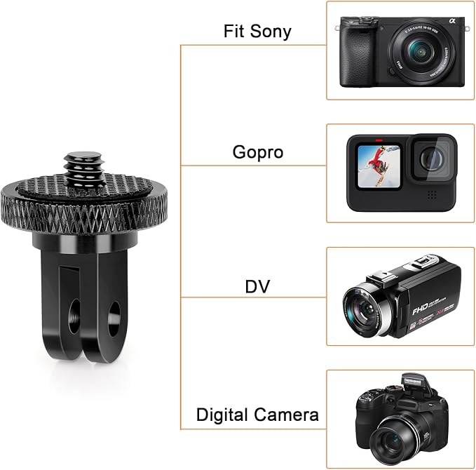 Tripod Mount Adapter for Gopro, Camera 1/4”-20 Tripod Mount for Insta 360/Gopro - Image 5