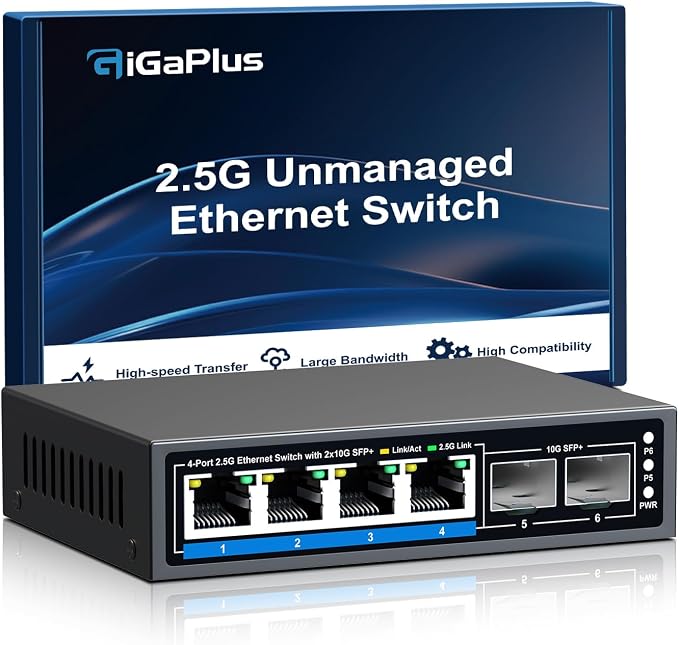GiGaPlus 6 Ports 2.5Gb Unmanaged Ethernet Switch by GiGaPlus