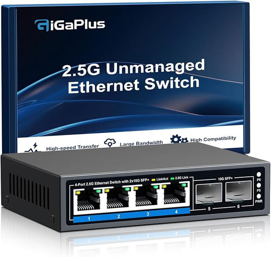 GiGaPlus 6 Ports 2.5Gb Unmanaged Ethernet Switch by GiGaPlus