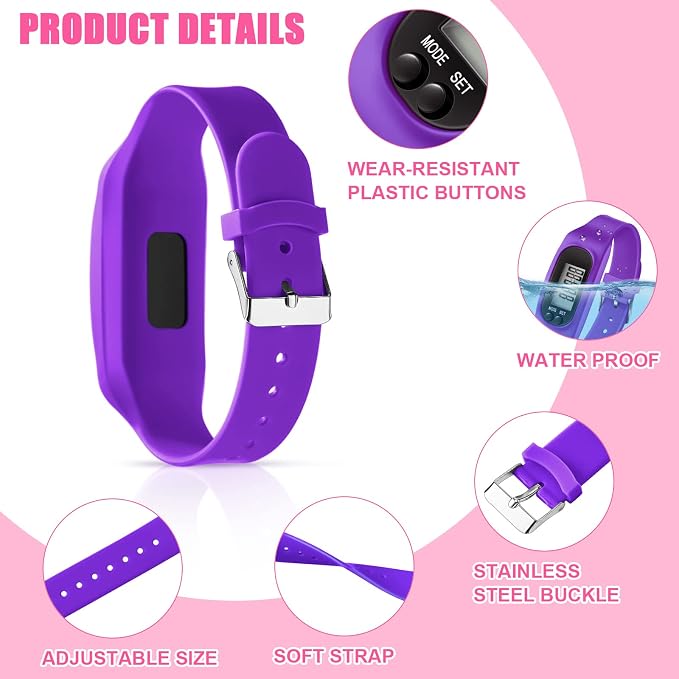 Silicone Fitness Tracker Watch 3 Pcs Walking Running Pedometer Calorie Burning - Image 3